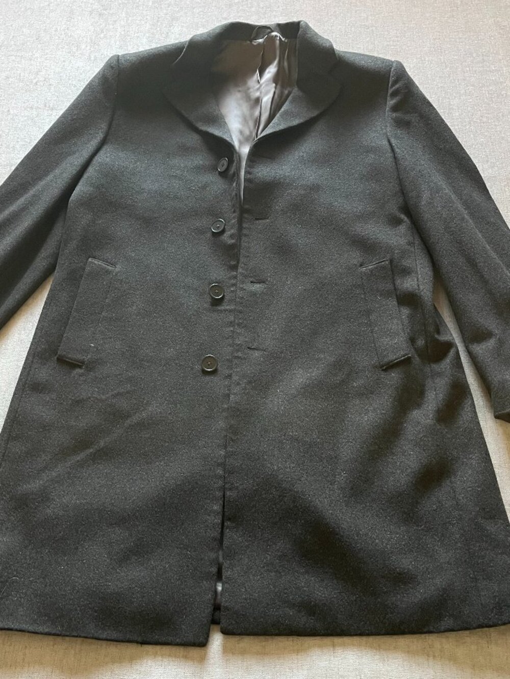 Cardinal Of Canada Coat Men 42T Charcoal Wool Cashmere Overcoat 4 Button Lined